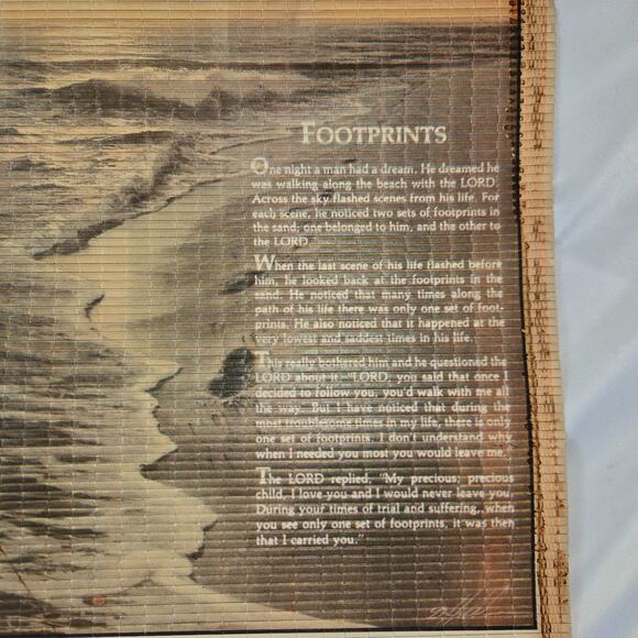 Giftco Bamboo Scroll Calendar Two-Sided 1990 1991 Wall Hang Footprints Deer Duck - Picture 10 of 16